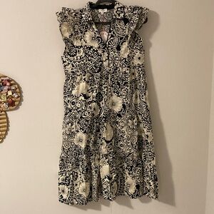 Umgee Black and Cream Ruffled Sundress